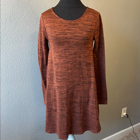 Old Navy Space Dye Swing Dress Heathered Rust Oversized Long Sleeve Size Small - Picture 3 of 10